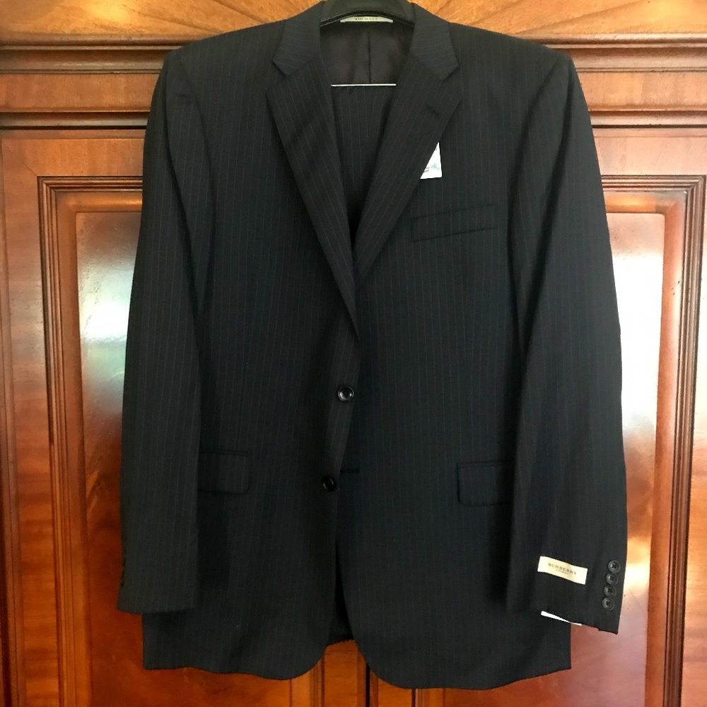 Burberry blue-grey pinstripe 2-button suit 46L